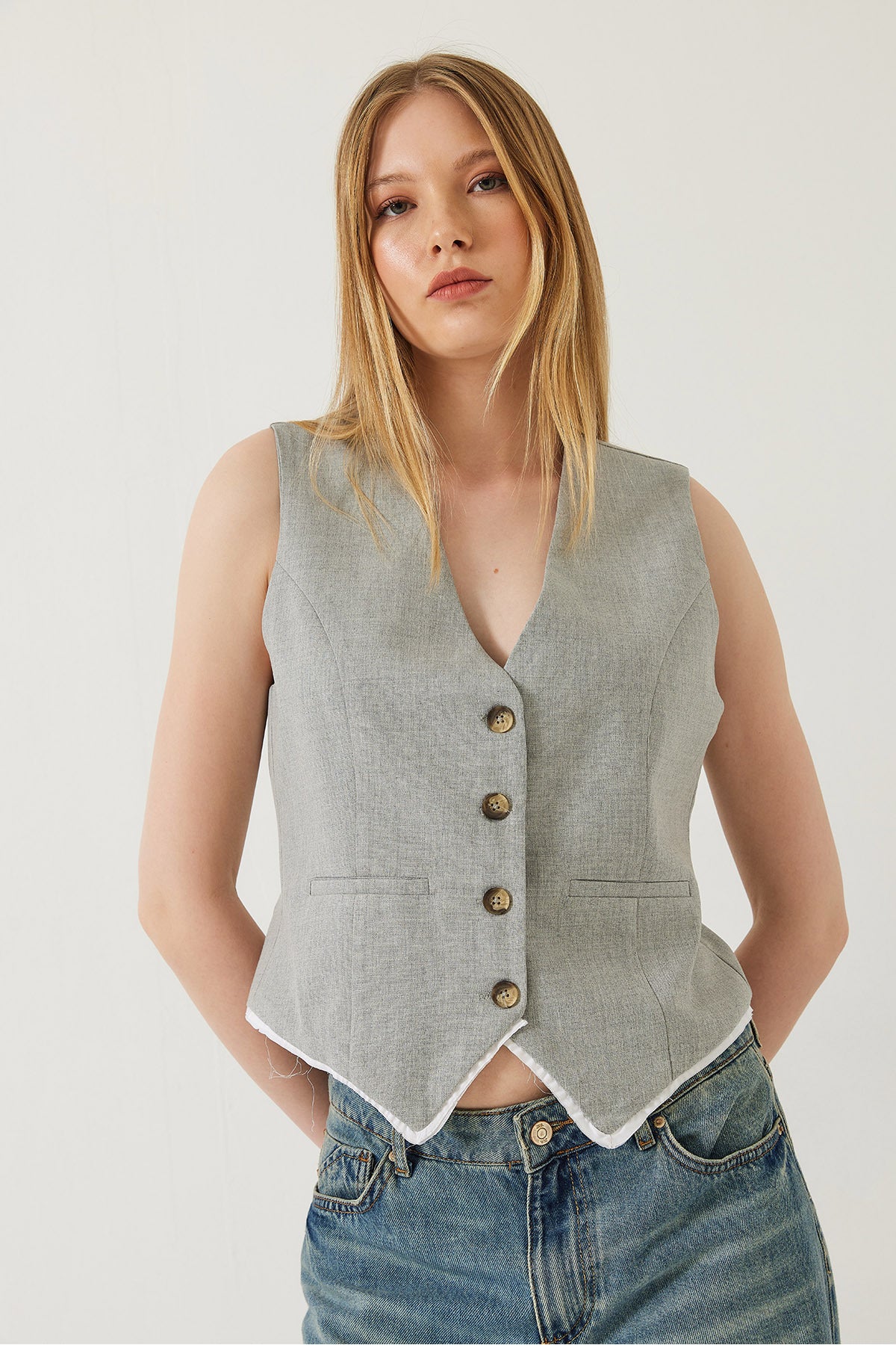 Women's V-Neck Viscose Pile Lined Vest 60232 60271060