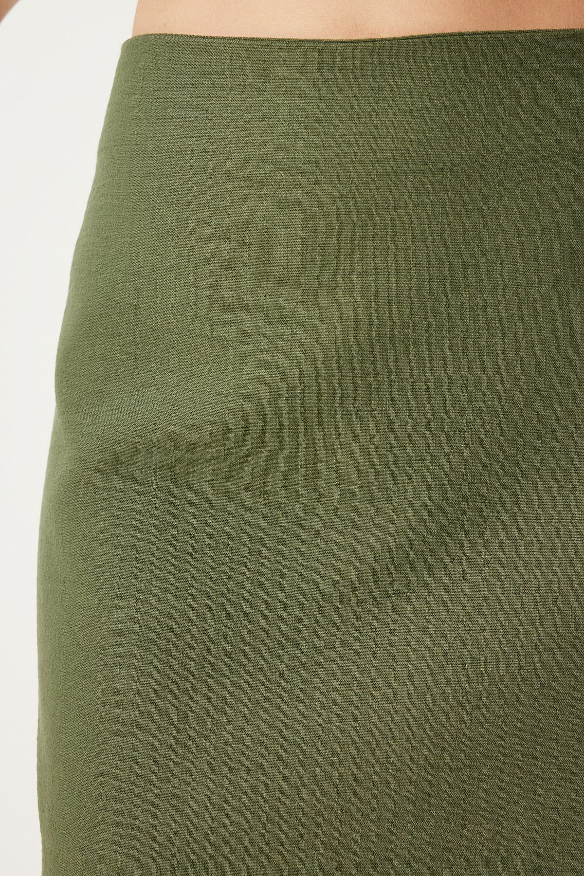 Woman Dark Cagla Green Mini Woven Skirt FN03240