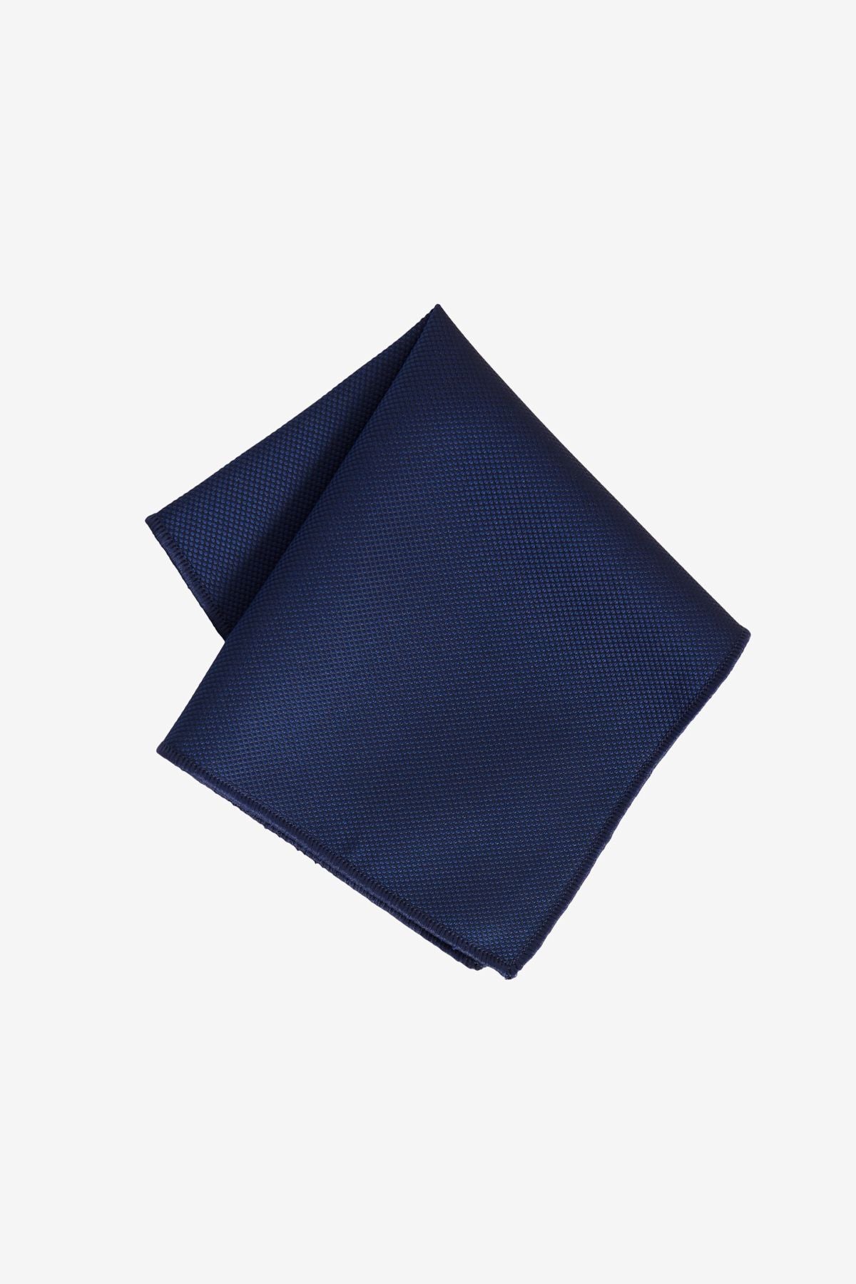 Men's navy blue silk fabric tie-mendil set