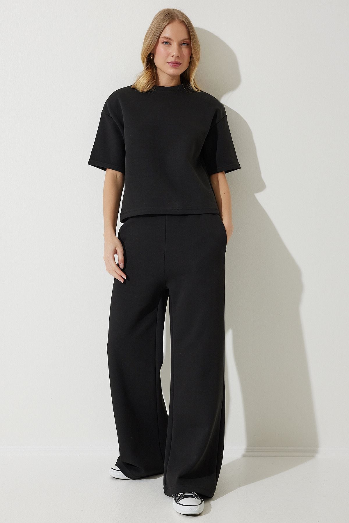 Women's Black Premium Vatkalı 2 yarn tracksuit team NY00001