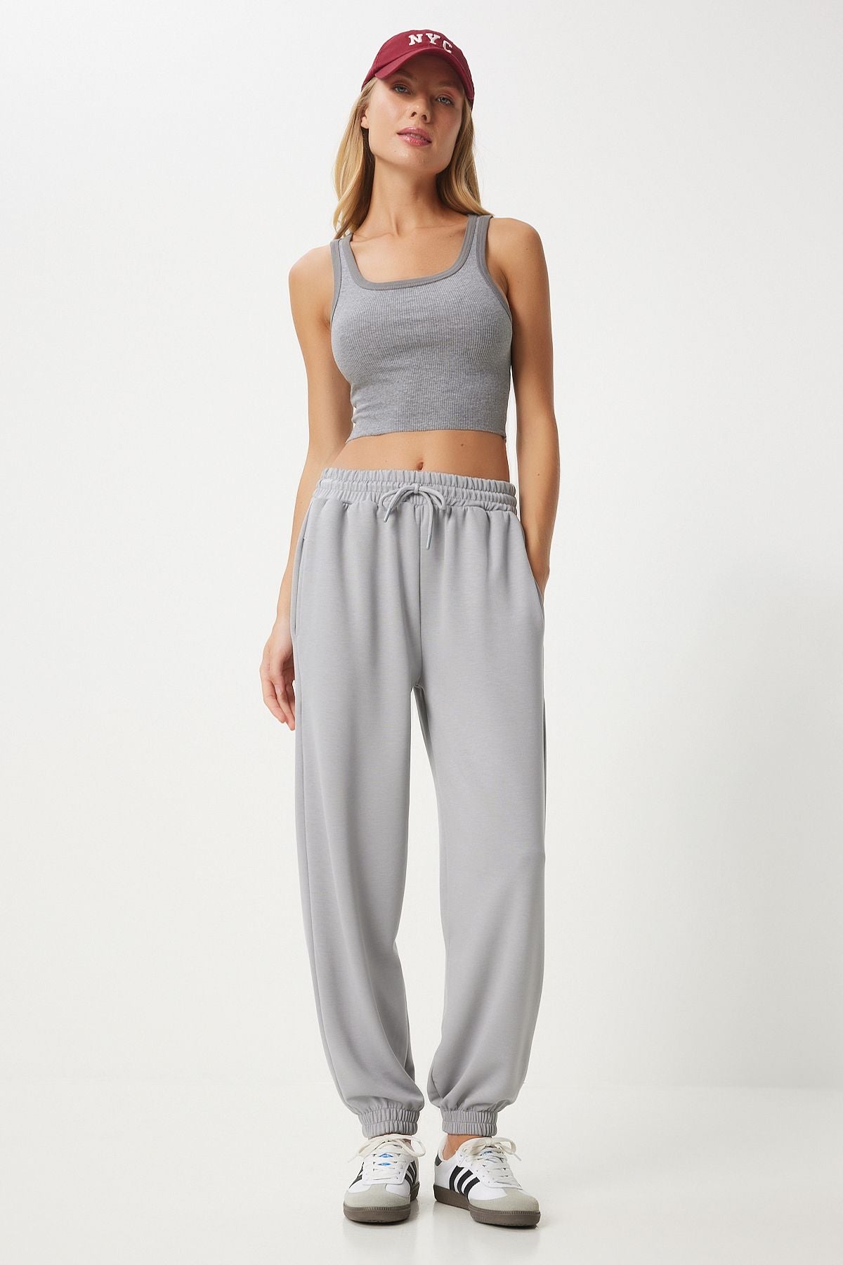 WOMEN GRAY MODAL MIXED JOGGER SERMOPMAN SIX EN00617