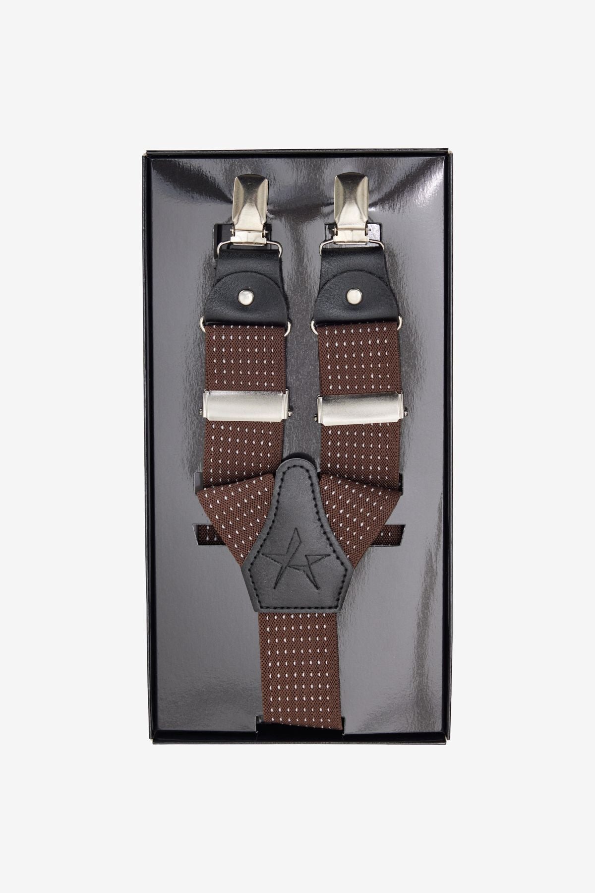 Men's Coffee-White Special Gift Boxed Patterned Pants Strap