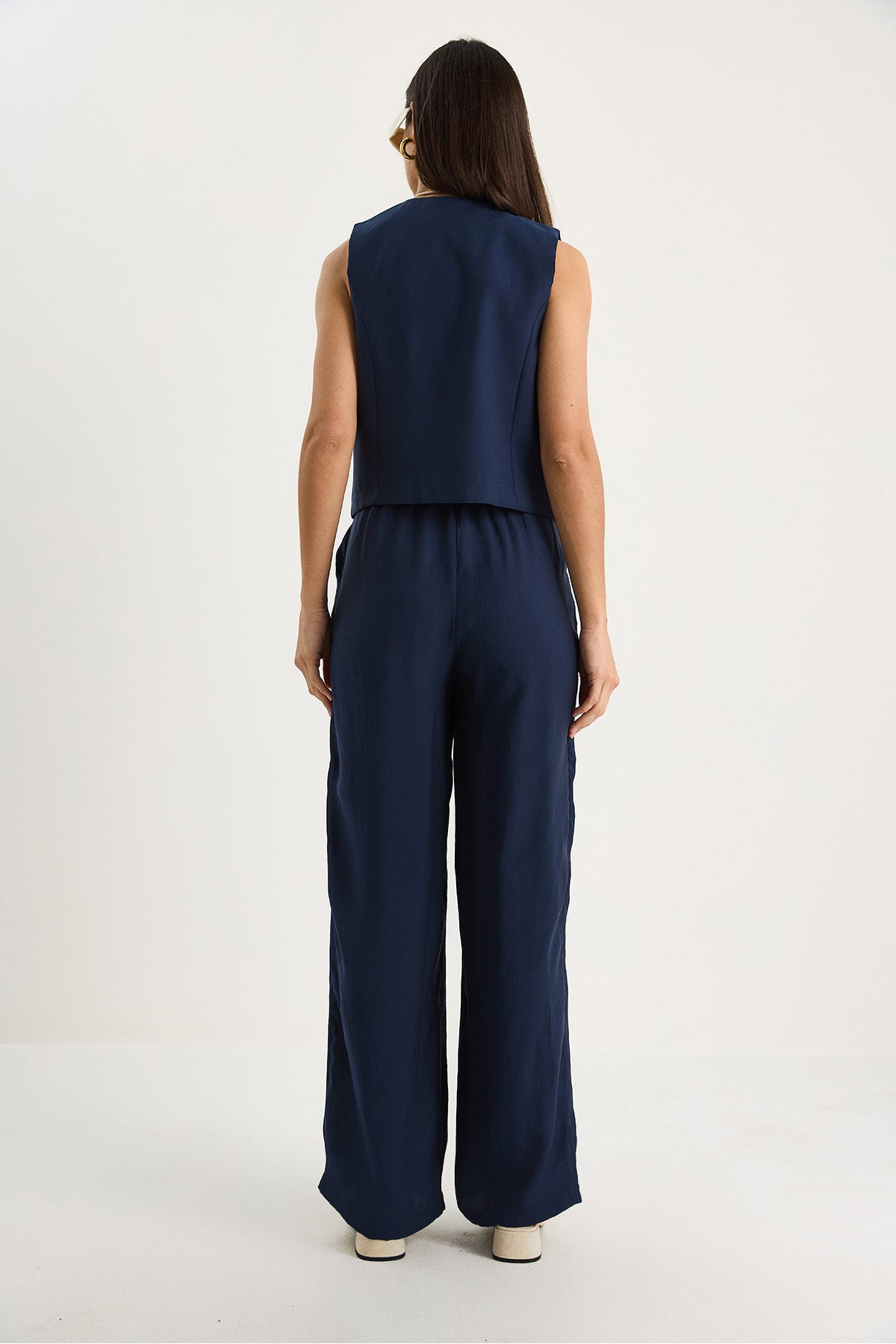 Women's Tie-Up Vest High Waist Modal Bottom-Top Set with Plenty of Trousers 9358 60281071