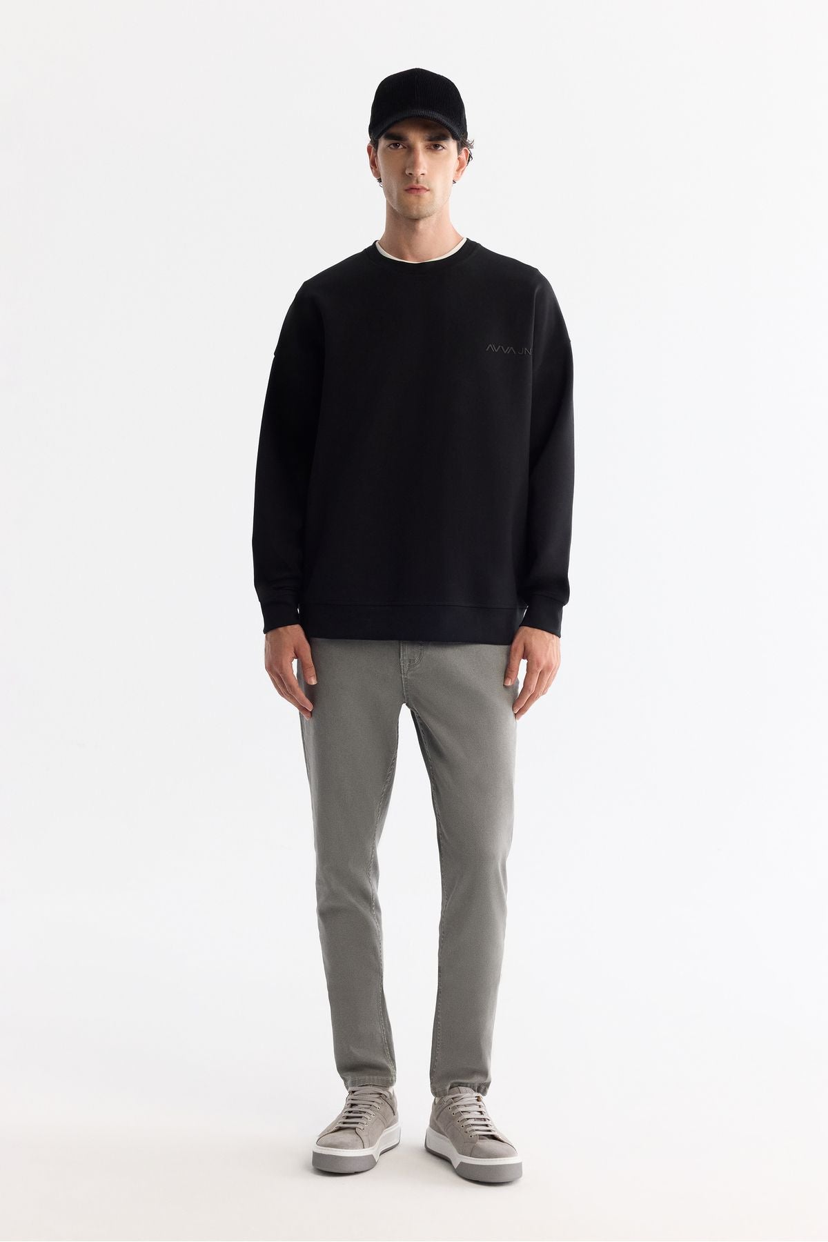 Men's black bike collar elastan sweatshirt a42y1248