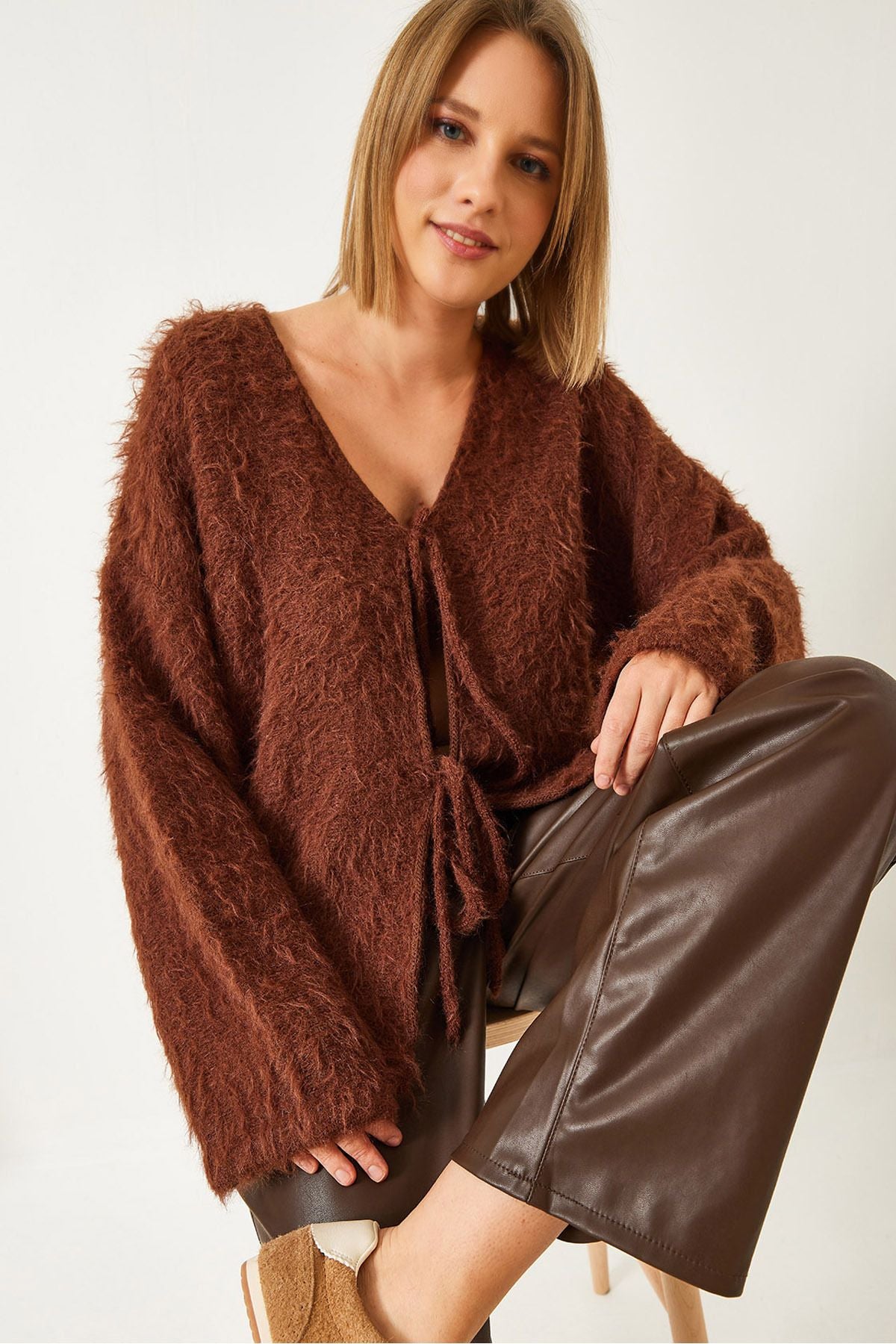 Female Furry Connected Cardigan 241116 60261223