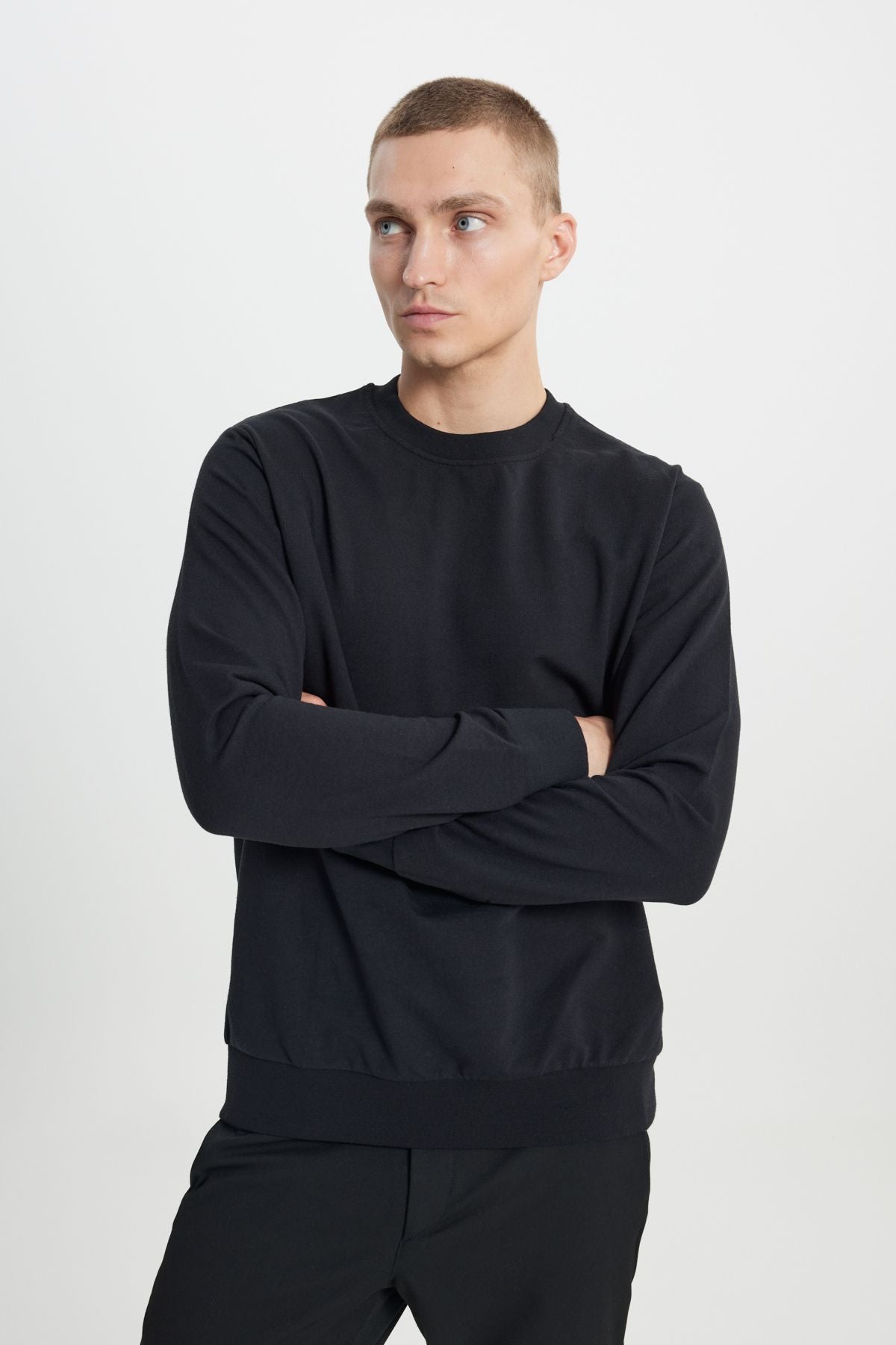Men's Black 2 Plot Cotton Standard Fit Normal Cut Bicycle Sweatshirt