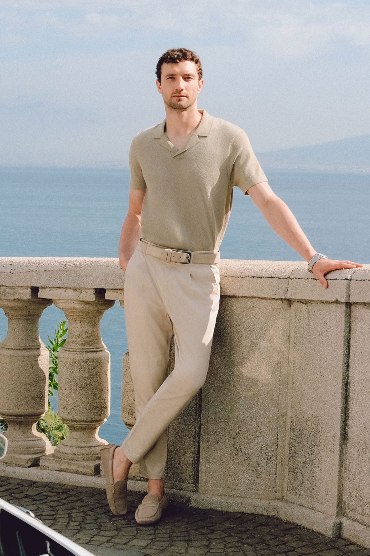 Men's Beige Classic Waist Pants A41y3037
