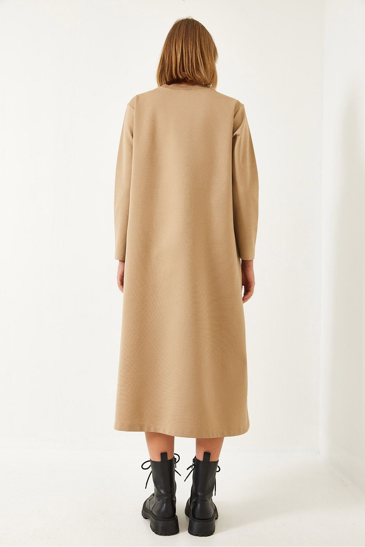 Women's sides with zipper double pocket long dress 8004 60351340