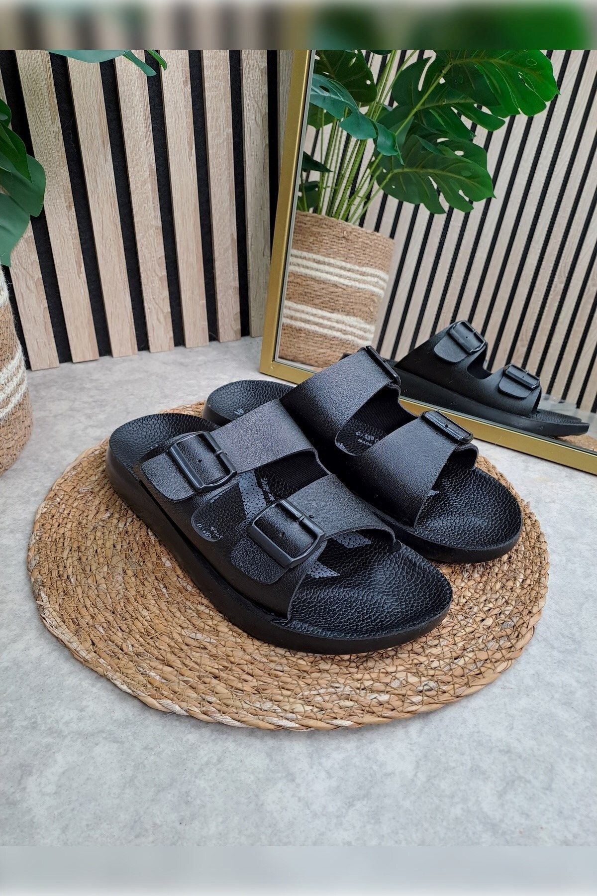 Daily Men's Slippers Double Adjustable Buckle Patter Anatomic Base Soft Casual Sandals 066