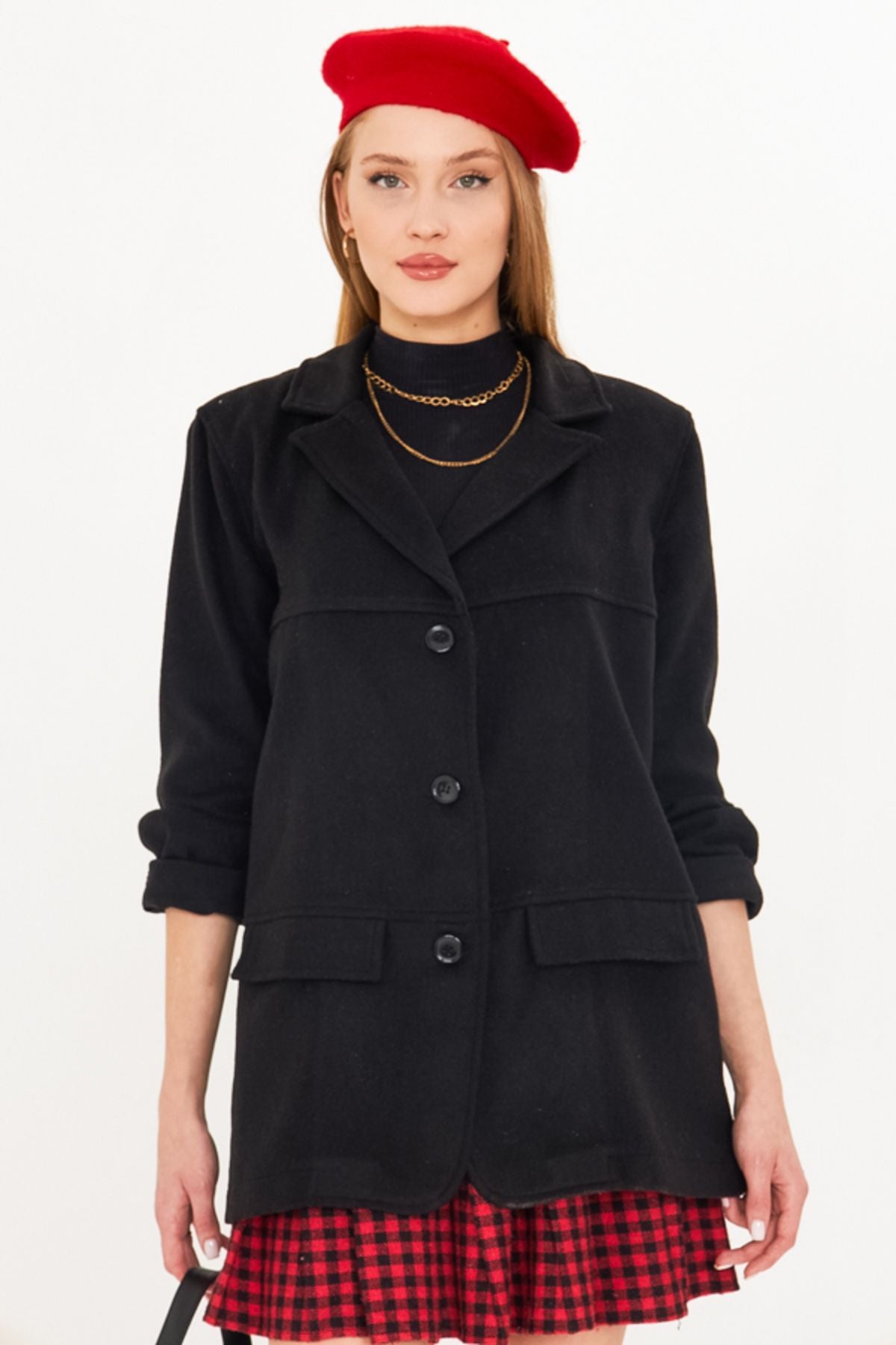 Female Black Men's Collar Cep Caple Oversize Stamp Jacket ARM-25K001107