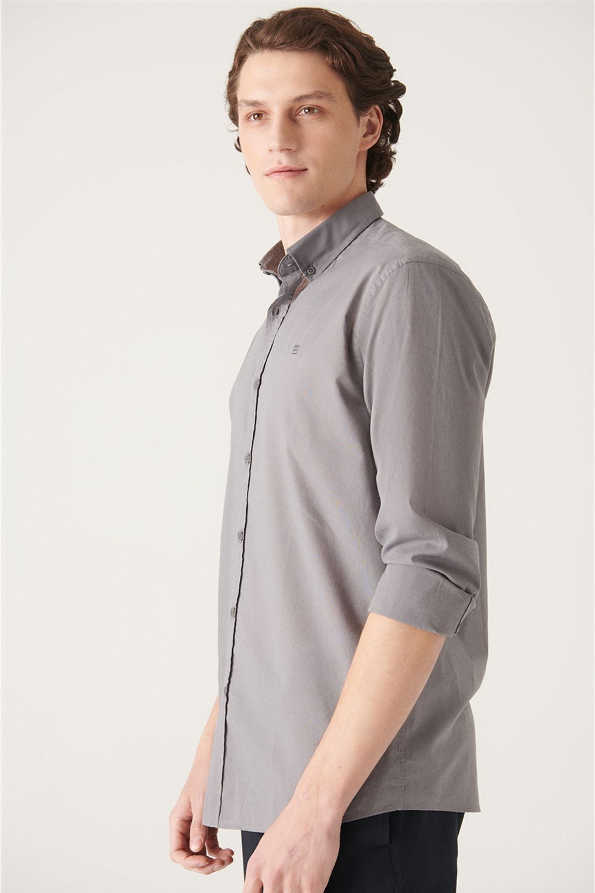 Men's anthracite 100 %Cotton Futter Soft key buttoned shirt E002206