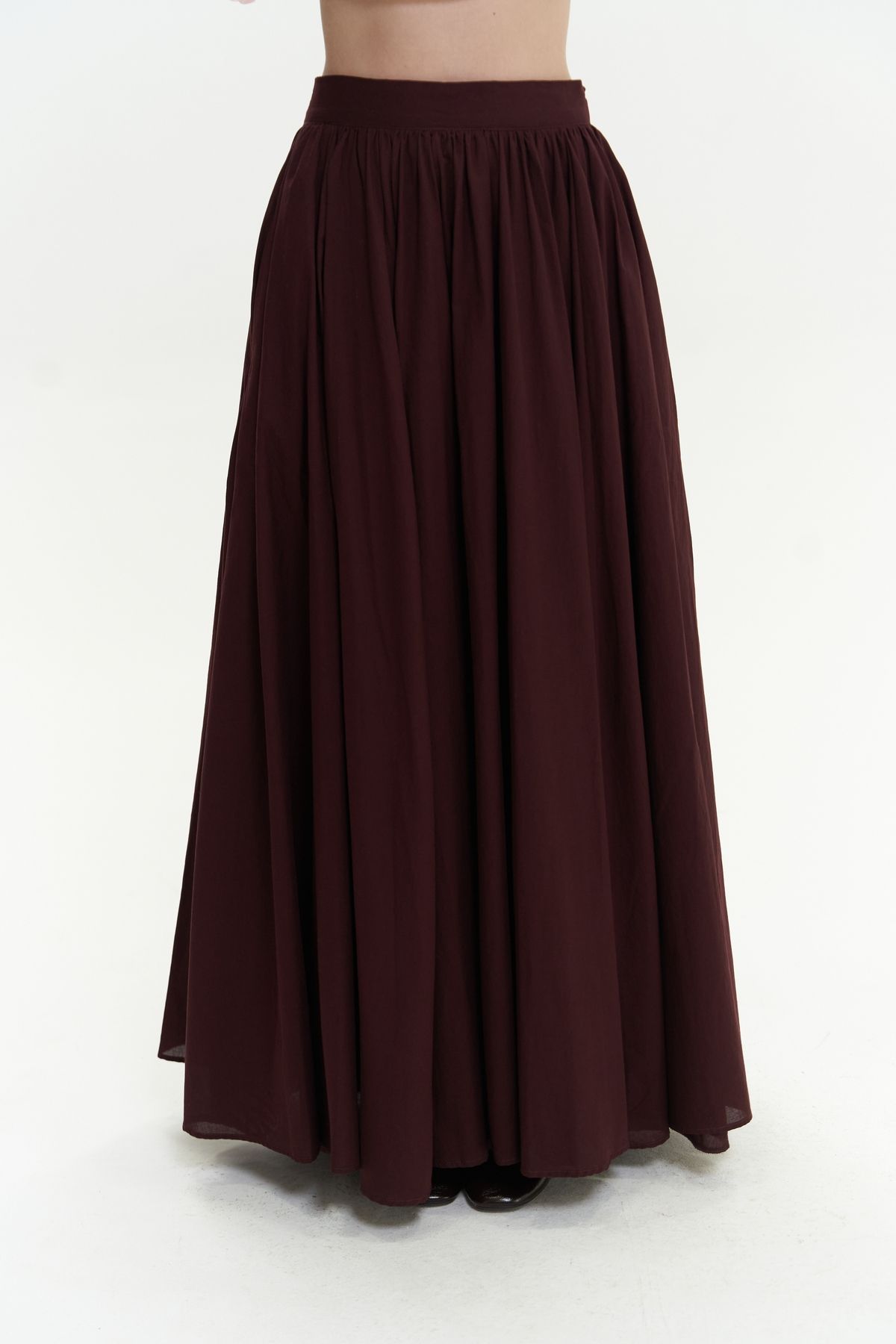 Faylinn Pleated Long Bordeaux Skirt