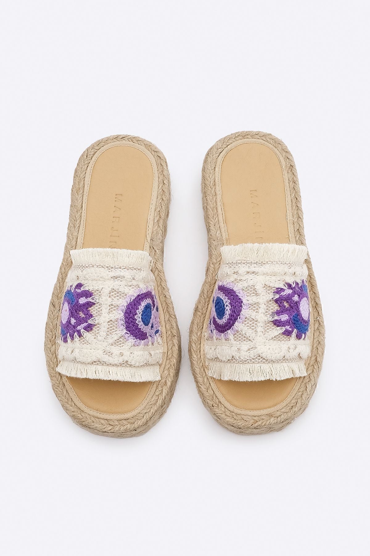 Female tassel braided thick base jute espadril slippers derpa purple