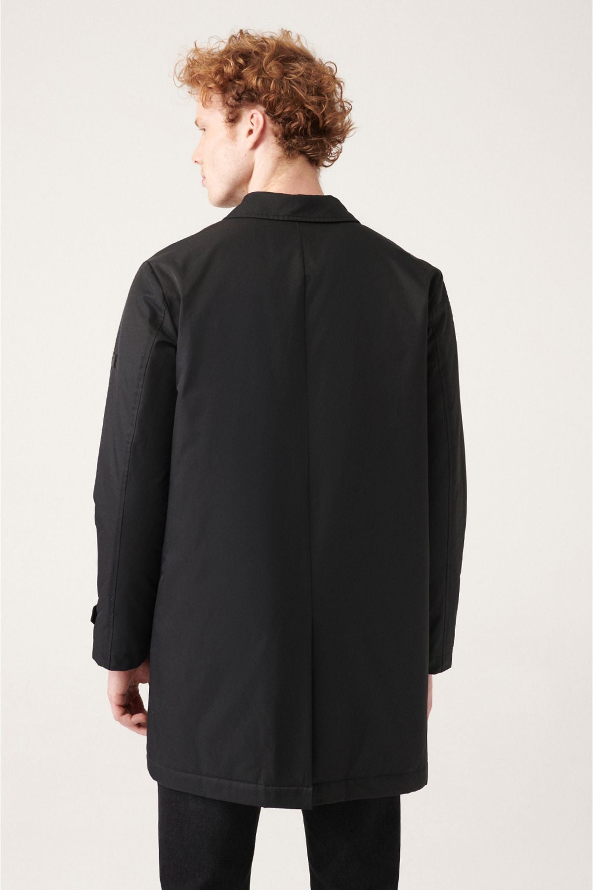 Men's Black Classic Neck Capticone Water Professor Trench coat A31y6000