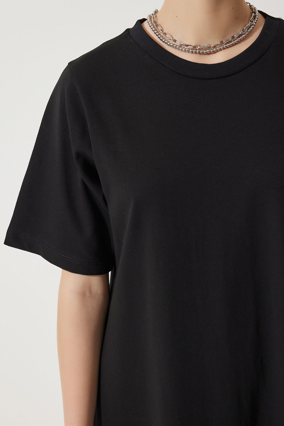 Female black bike collar with plenty of relaxed combed dress BP00158