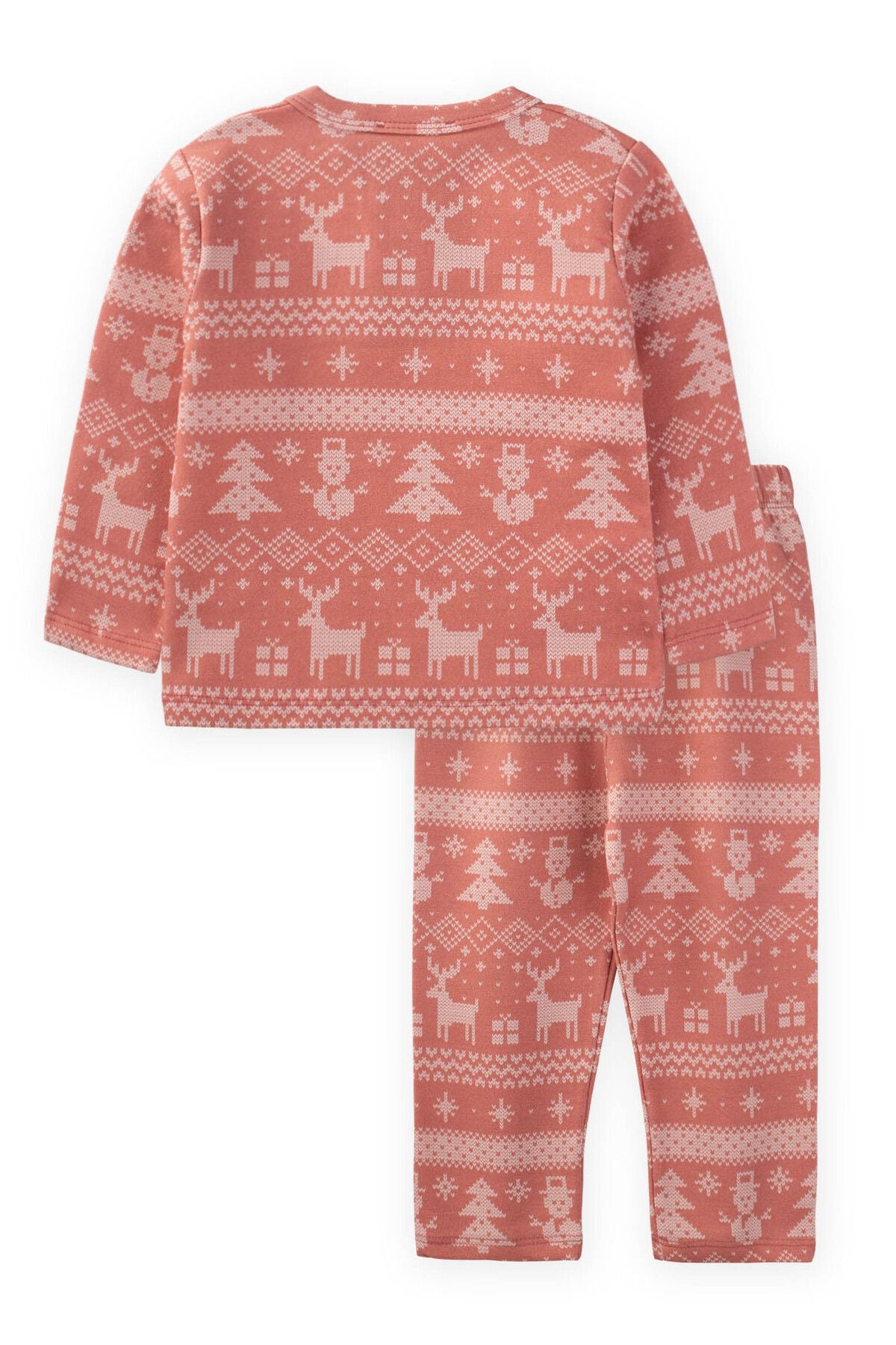 Snow Themed Pajamas Set 1-9 Age Salmon