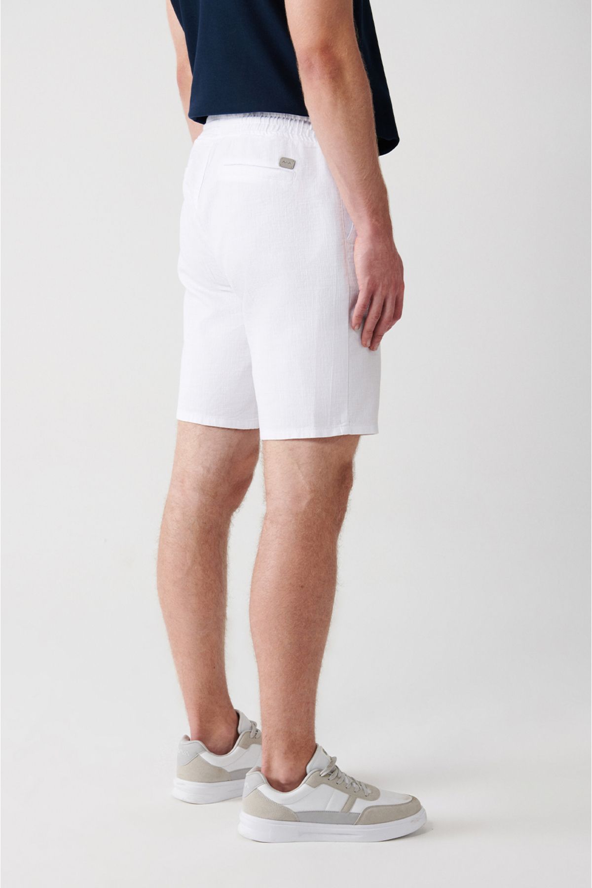 Men's White 100 %Cotton Side Pocket Waist Linen Linen texture E003603