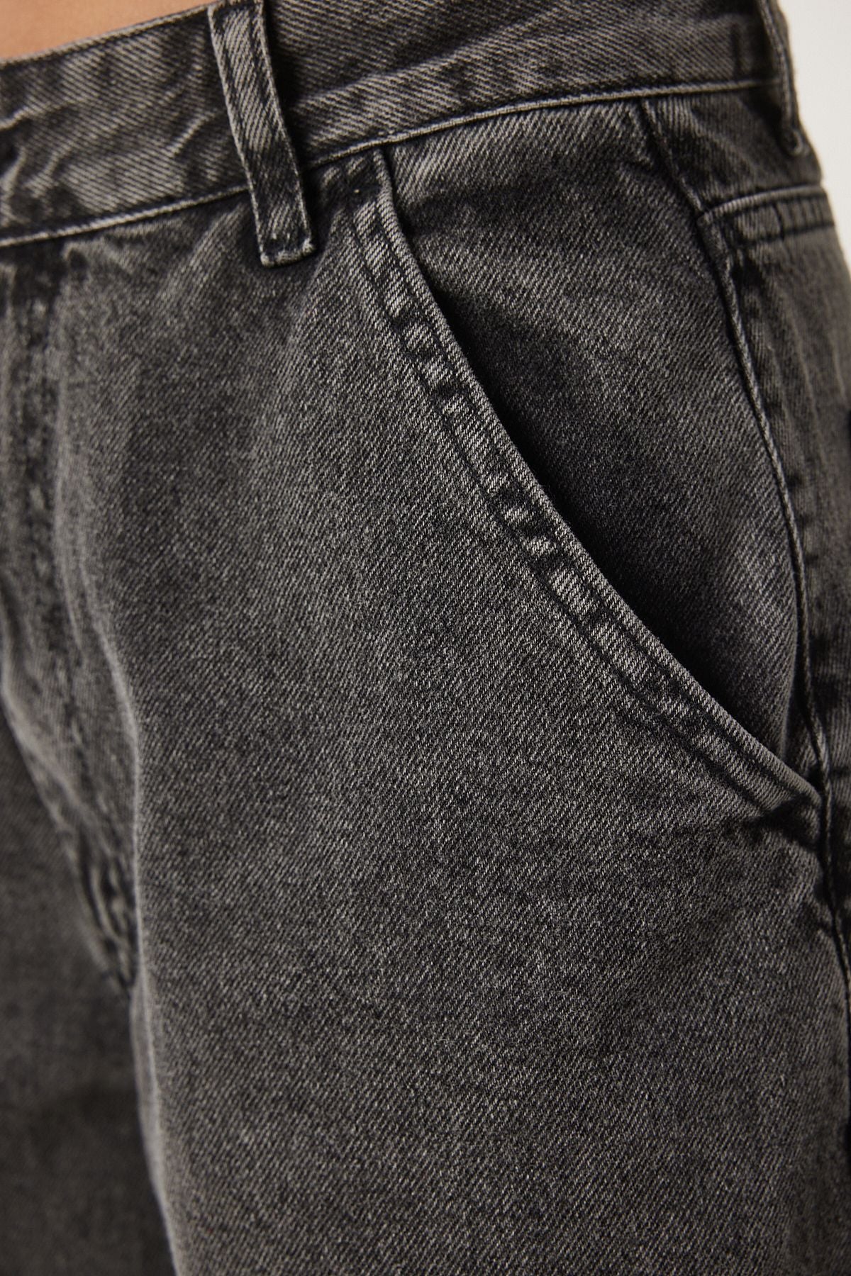 Women's anthracite washing Baggy Jean Ok00064