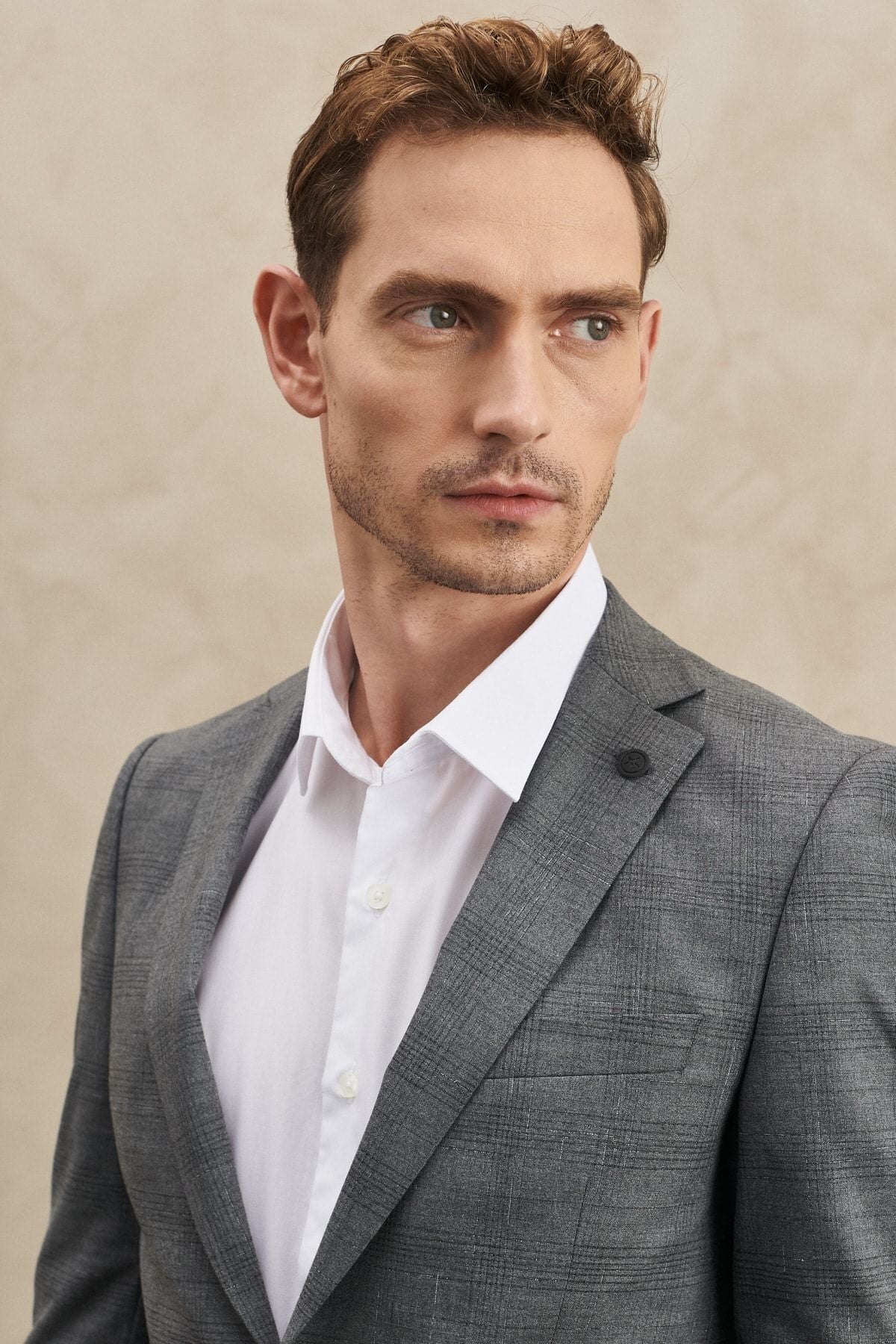 Men's Gray Extra Slim Fit Narn Cut Mono Yaka Square Suits