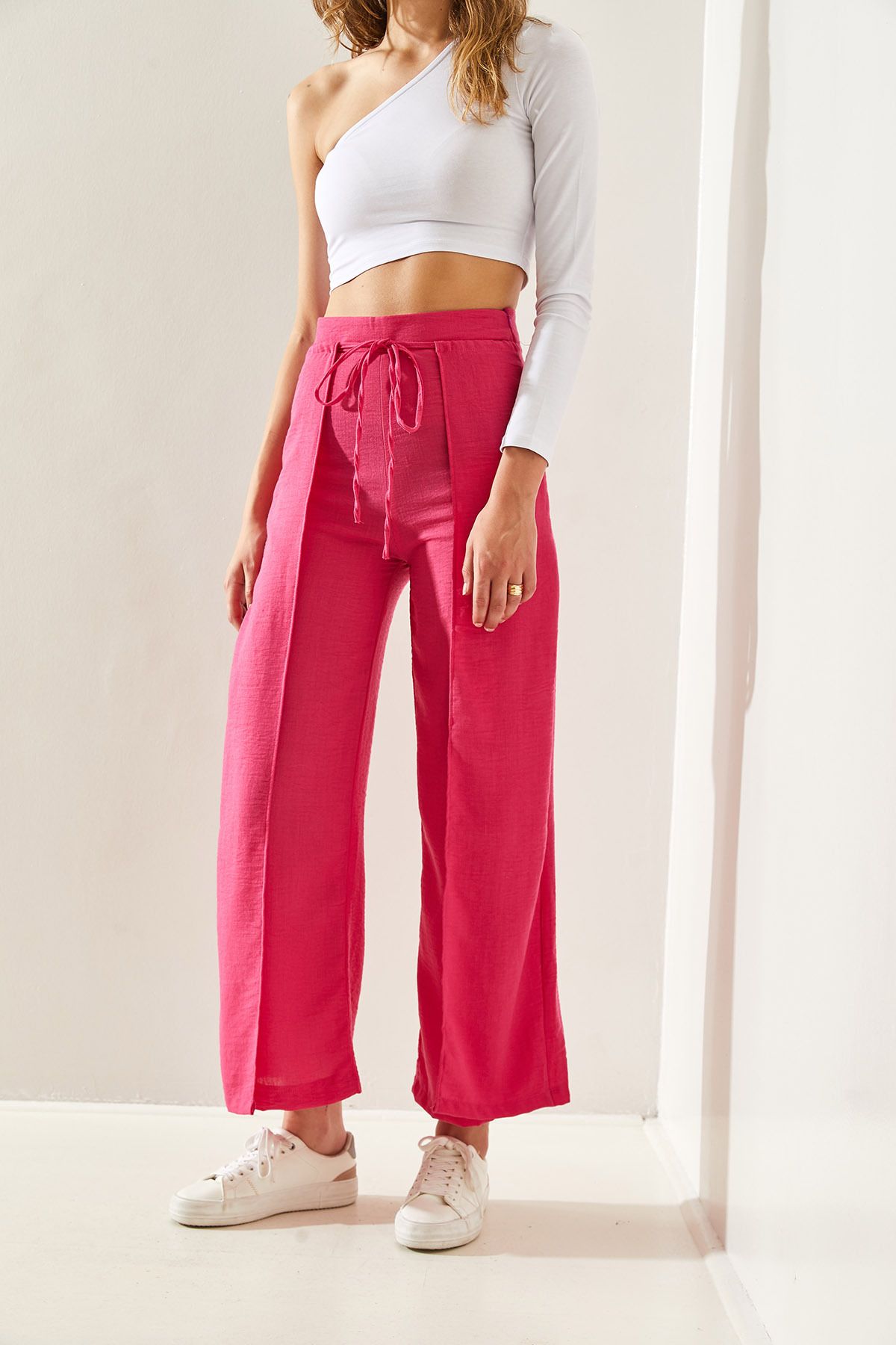 Female Müslin linen linked design pants 60251283