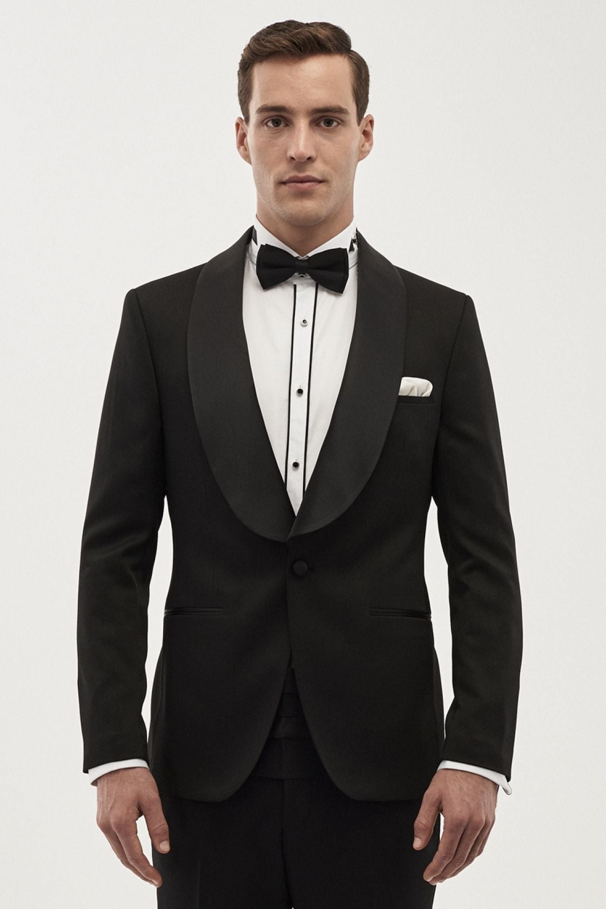 Men's Black Slim Fit Narrow Cut Patterned Patterned Tuxedo