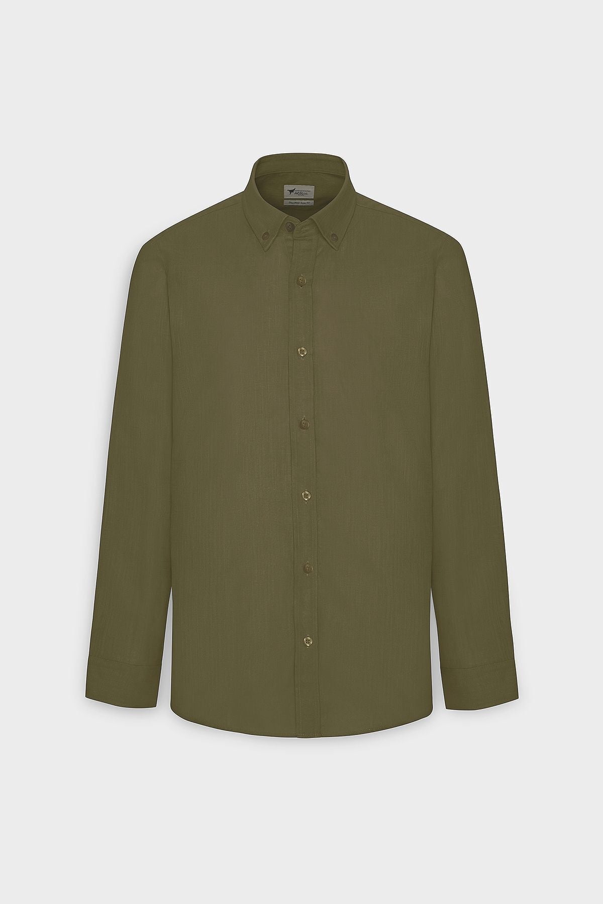 Male K.Haki 100 %Cotton Breathing Fabric Flamle Oxford Slim Fit button with Fit button collar shirt