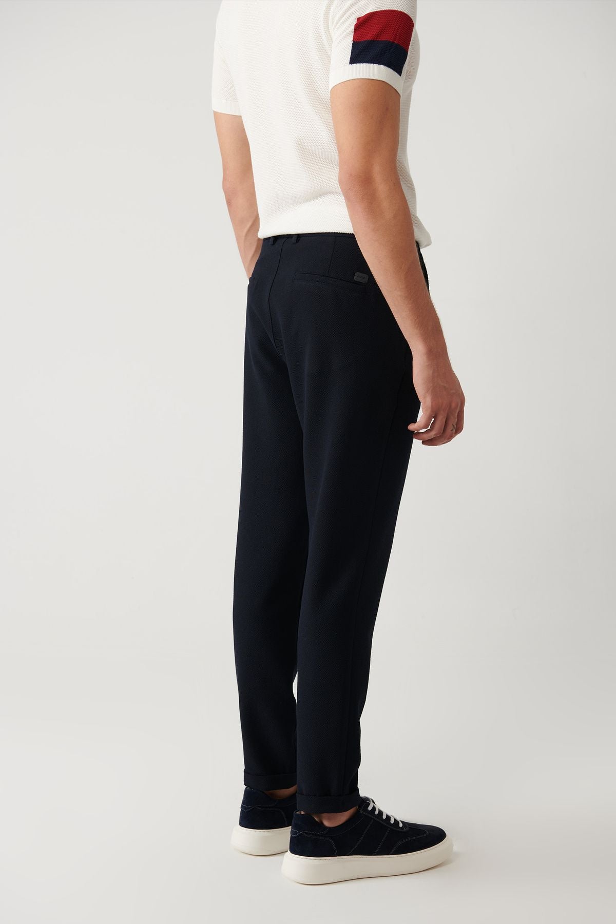 Men's Navy Blue Waist Waist Waithful Chino Pants B003033