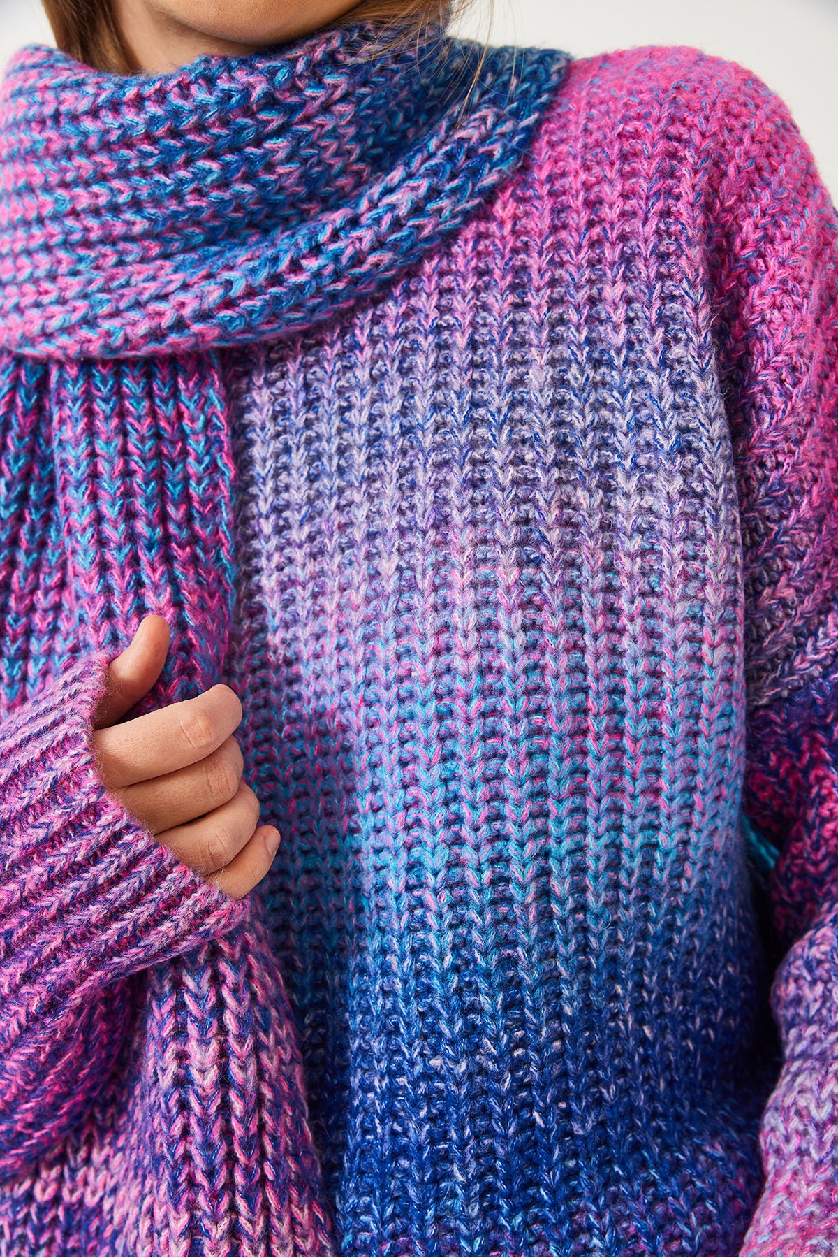 Women's Crew Neck Knitted Scarf Sweater TK241217 60261174