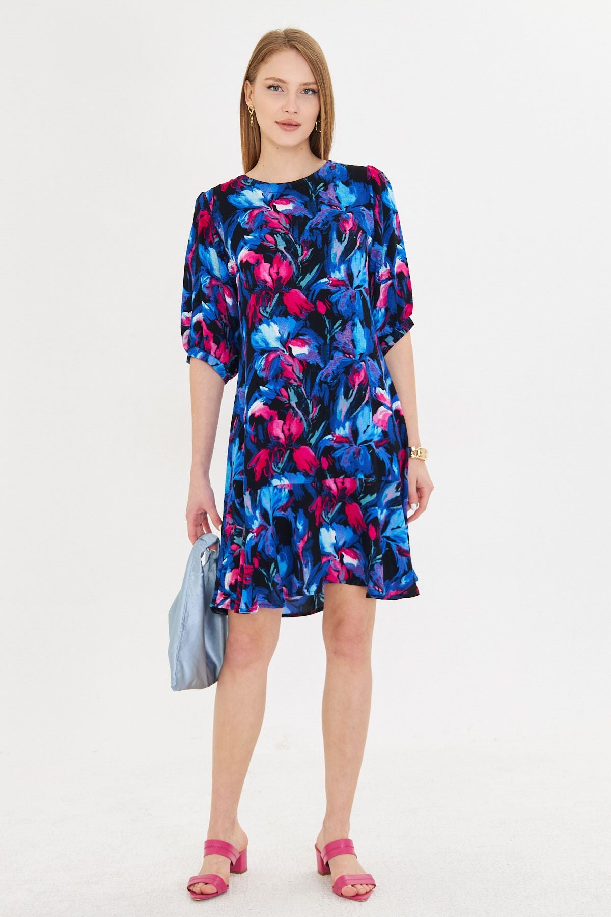Female Saks Zero Collar Quarter Sleeve Skirt Volan Dress ARM-25Y001007
