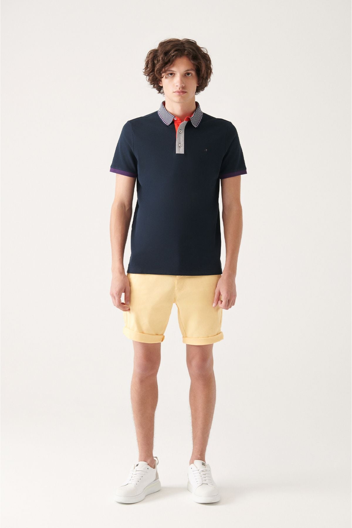 Men's Navy 100 %Cotton Polo Yaka T-shirt A31y1166