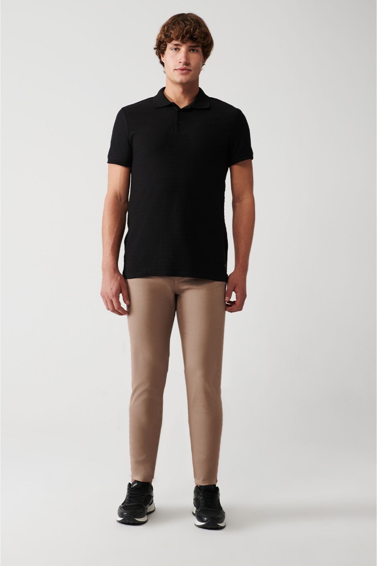 Men's Black 100 %Cotton Polo Yaka T-shirt A31y1128
