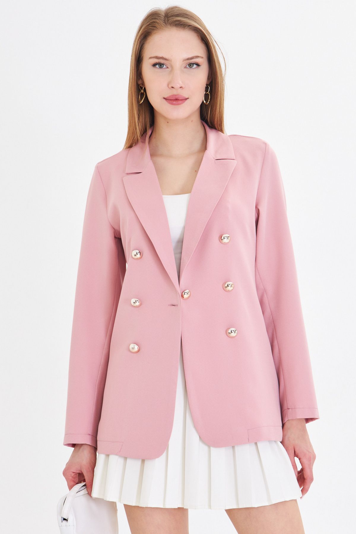 Female powder buttoned jacket ARM-20K001151