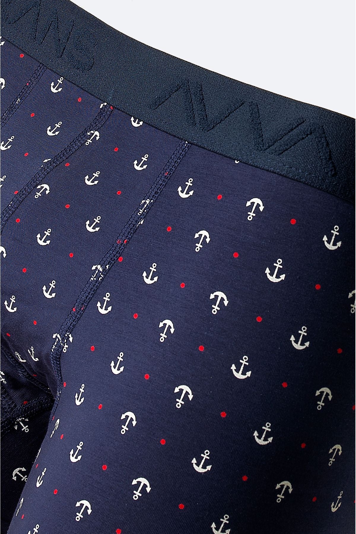 Men's navy blue 3 -printed flexible fabric cotton boxed boxer E009543