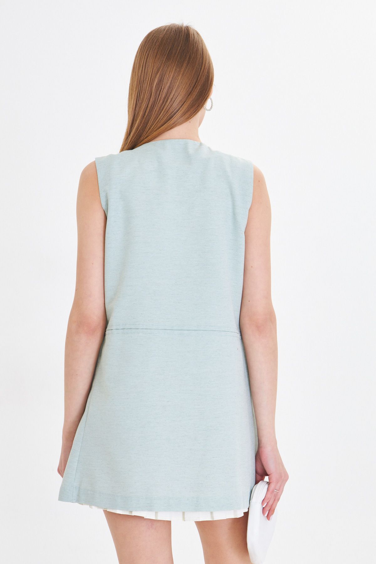 Female Mint Zero Yaka Sewing Detailed Vest on the waist ARM-25Y001019