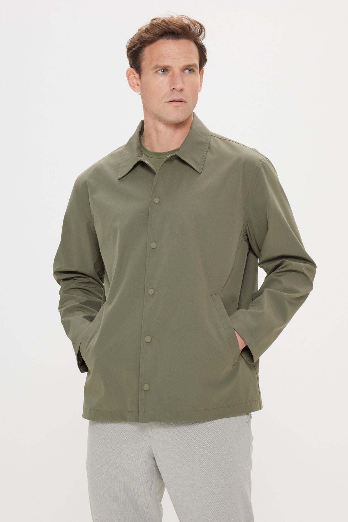Men's Khaki Standard Fit Normal Cutting Shirt Caple Capital Coat