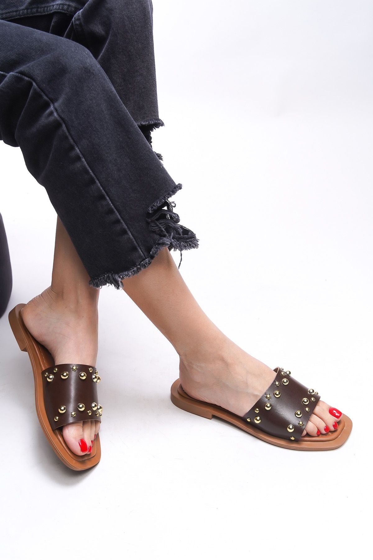 Liblaema Woman Genuine Leather Slippers 00120766 Brown