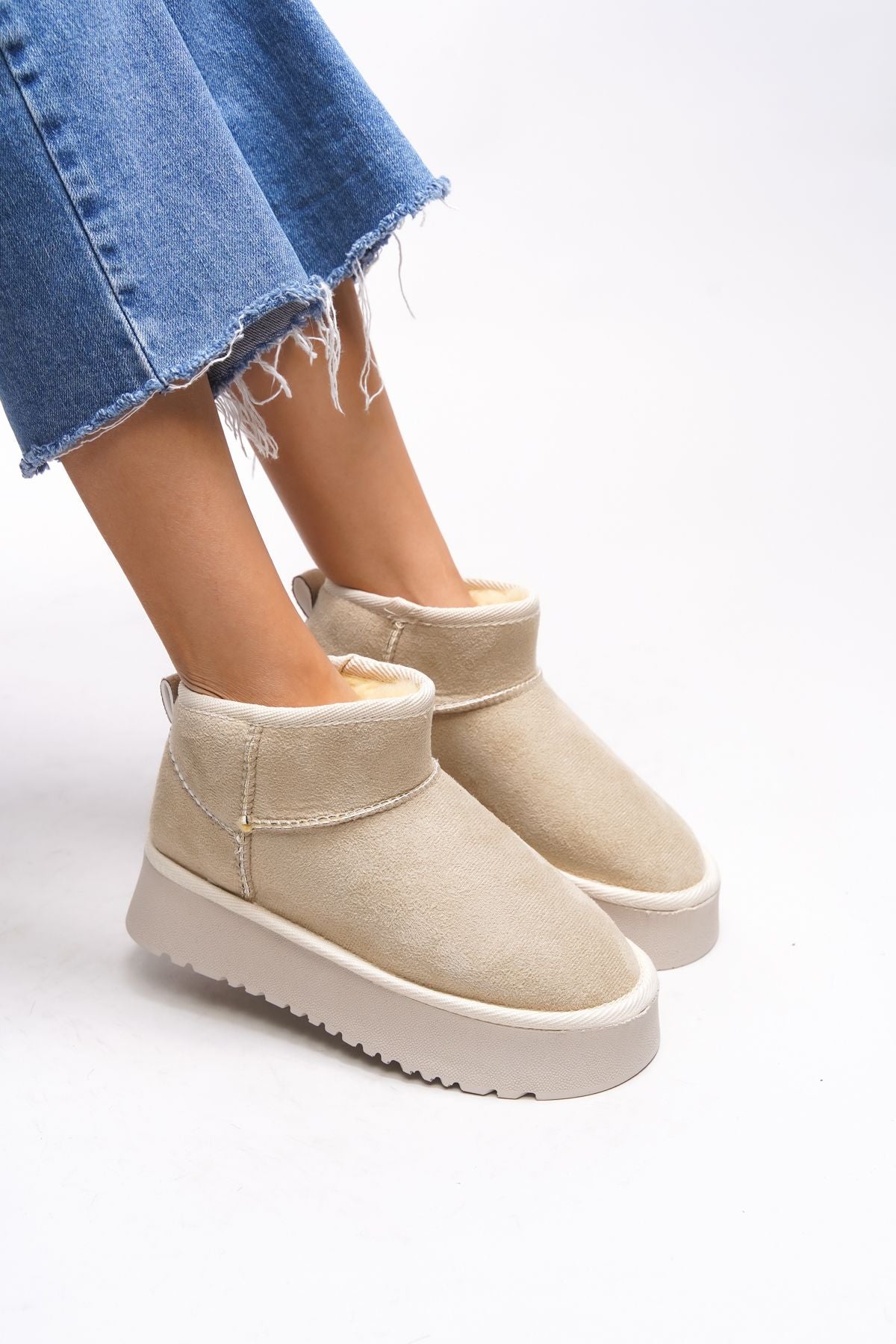 Jilrathla Women's High Based Casual Bot 0012204 Beige
