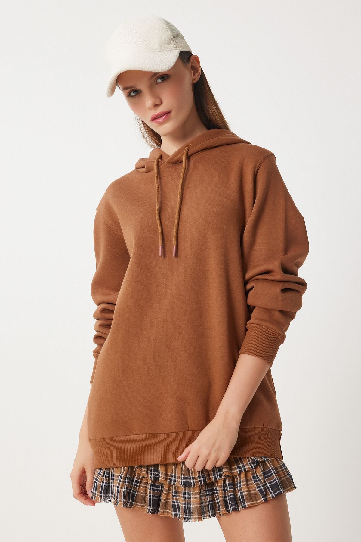 Female brown hooded charm with a wise hooded Sweatshirt vn00017