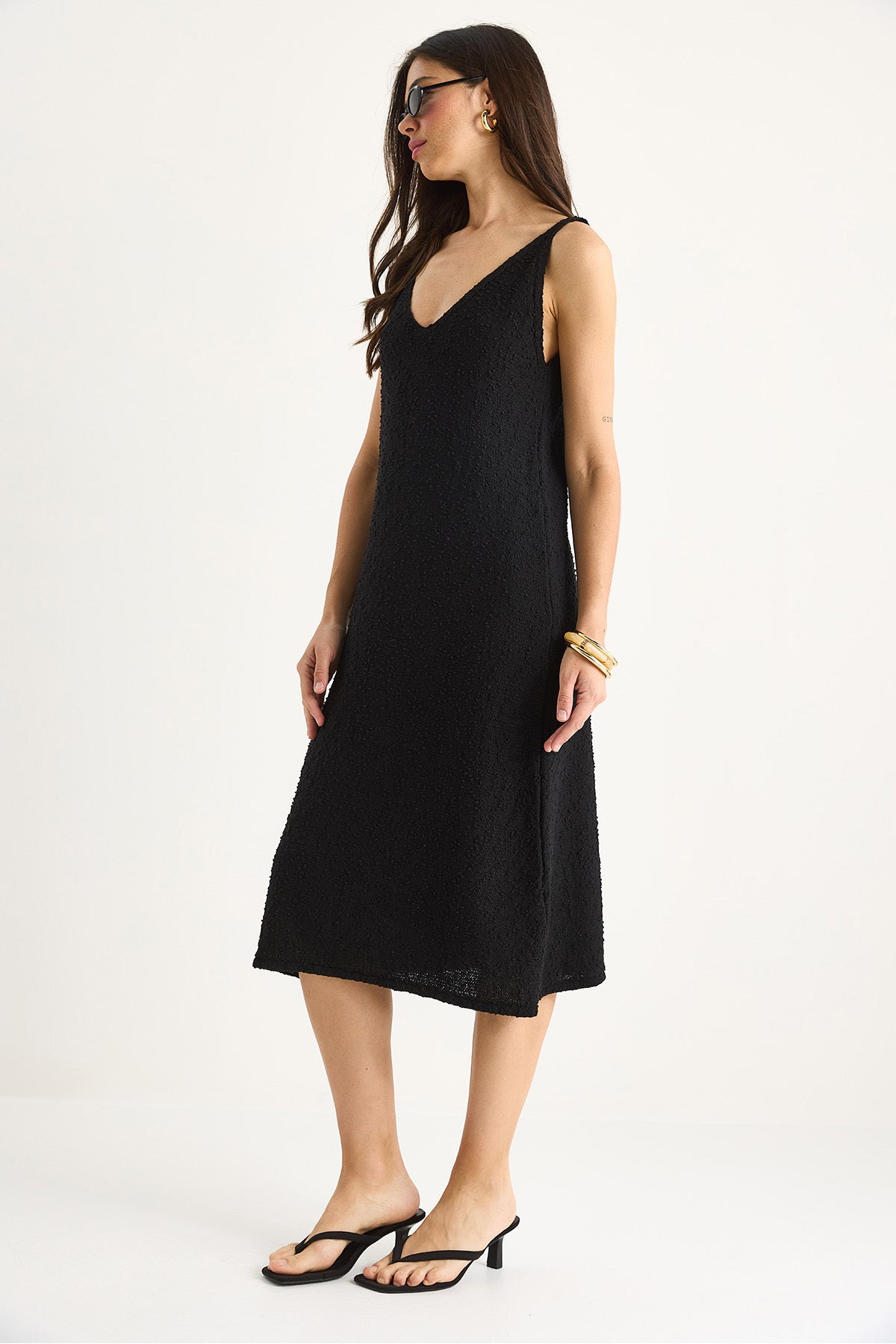 Women's V-Neck Strap Summer Knitwear Dress 20251009
