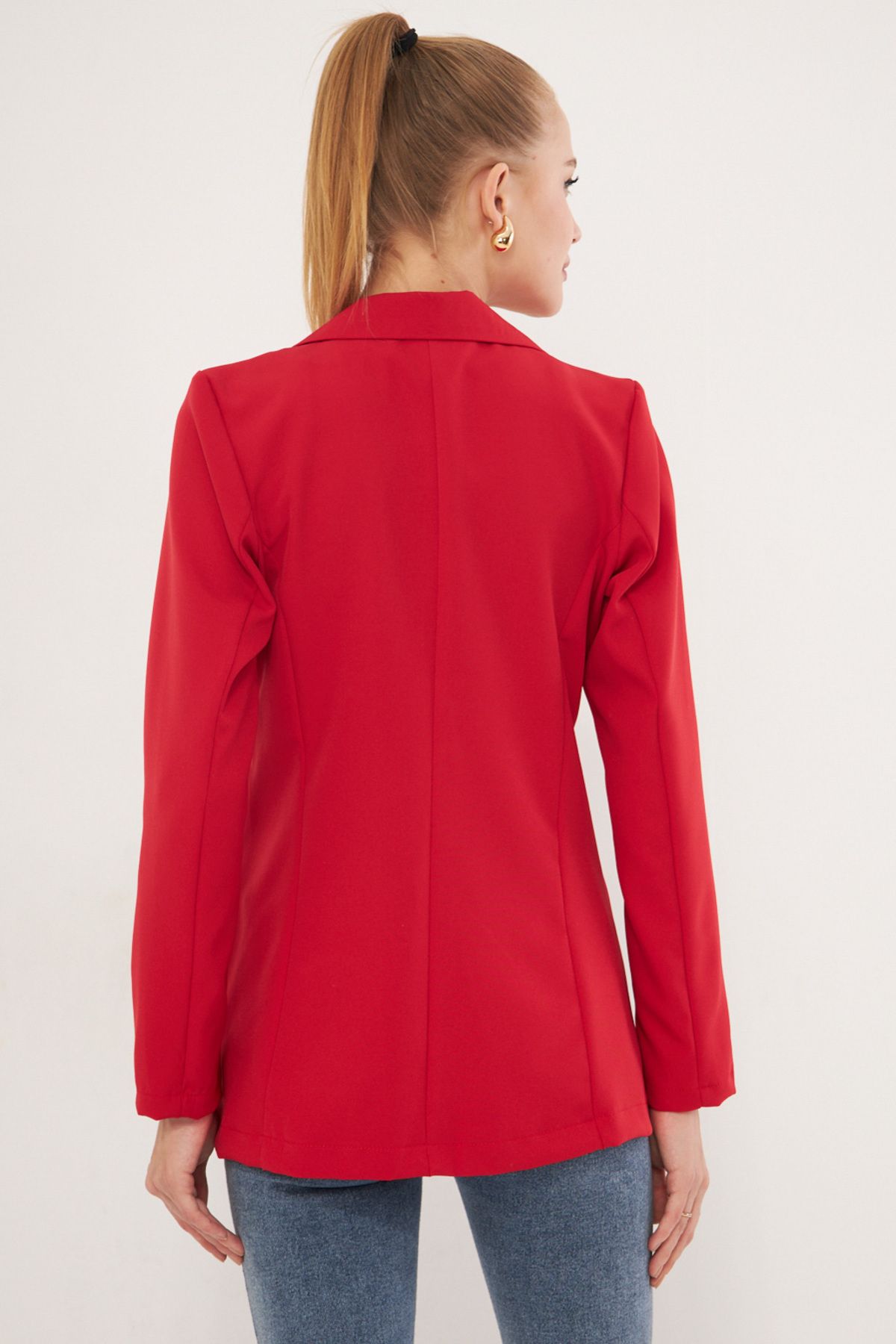 Female red button jacket ARM-20K001151