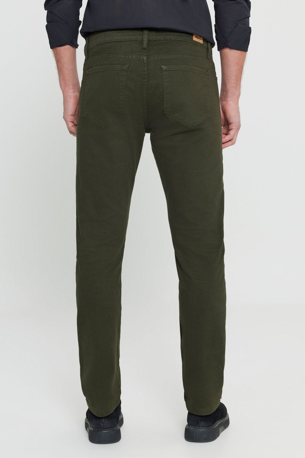 Men's Khaki Slim Fit Narrow Cut 5 pocket cotton canvas flexible chino pants