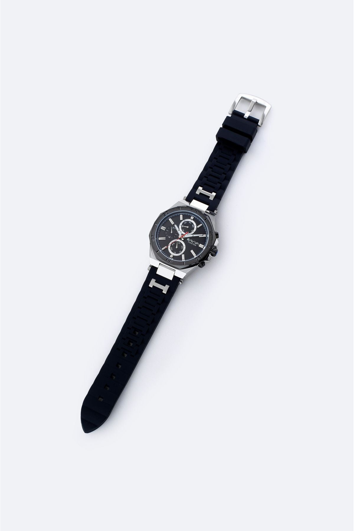 Men's Black - Silver Silicone Clock B009028