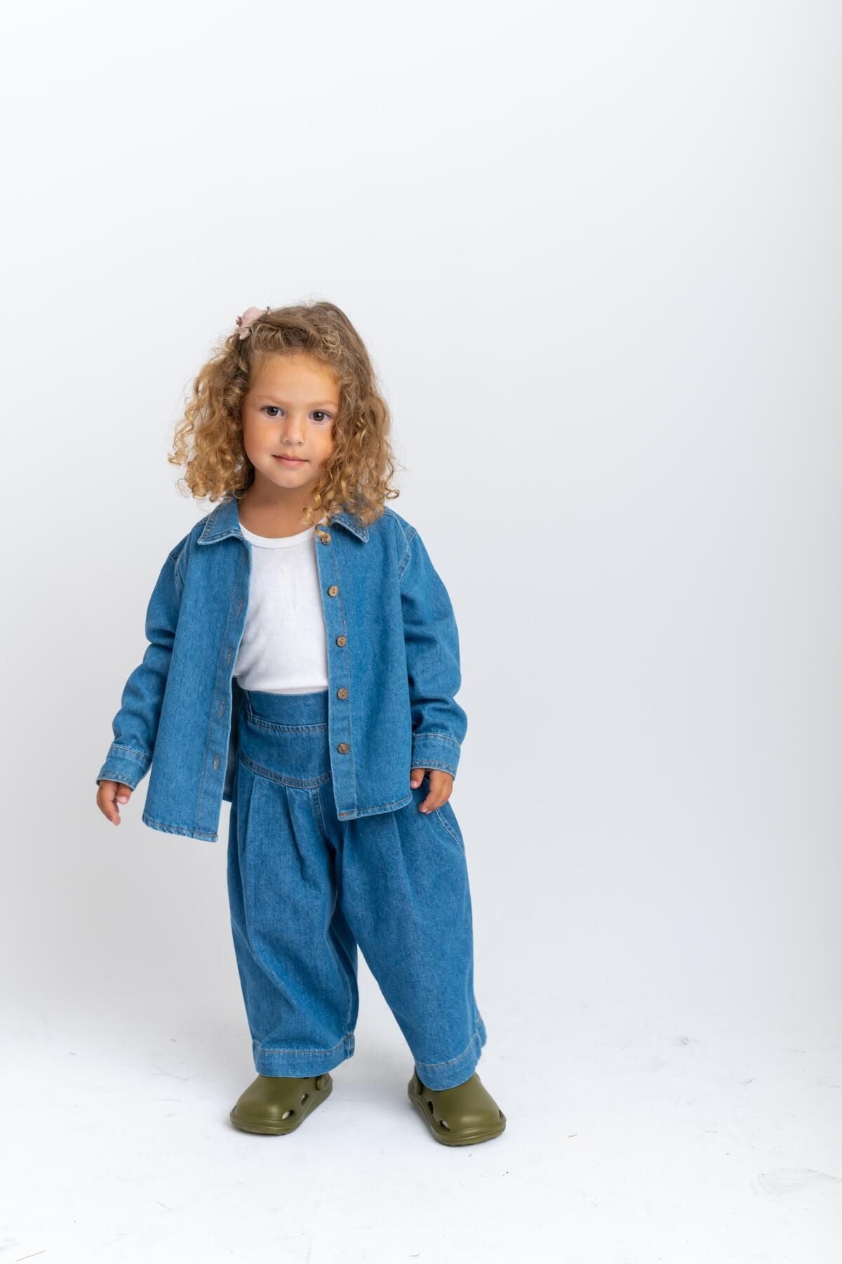 Pleated Jeans 2-7 Years Blue