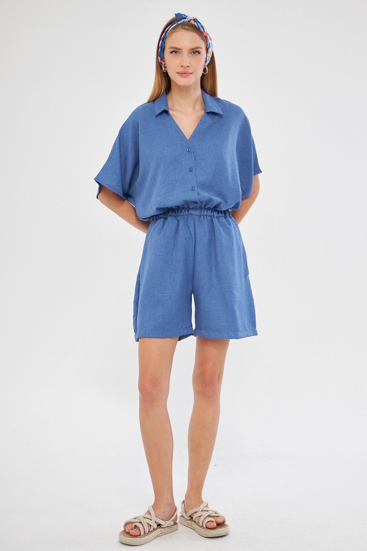 WOMEN DARK BLUE SHIRT COFE SHORT TULUM ARM-24Y001113