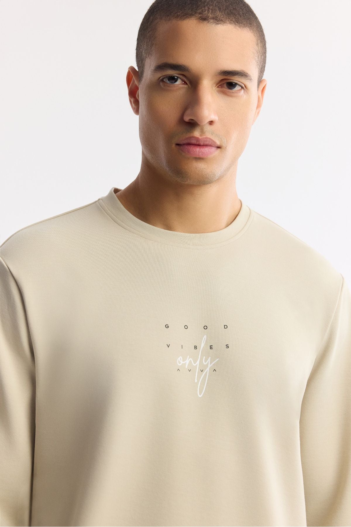 Men's Stone Bicycle Collar Printed Interlok Sweatshirt A51y1235