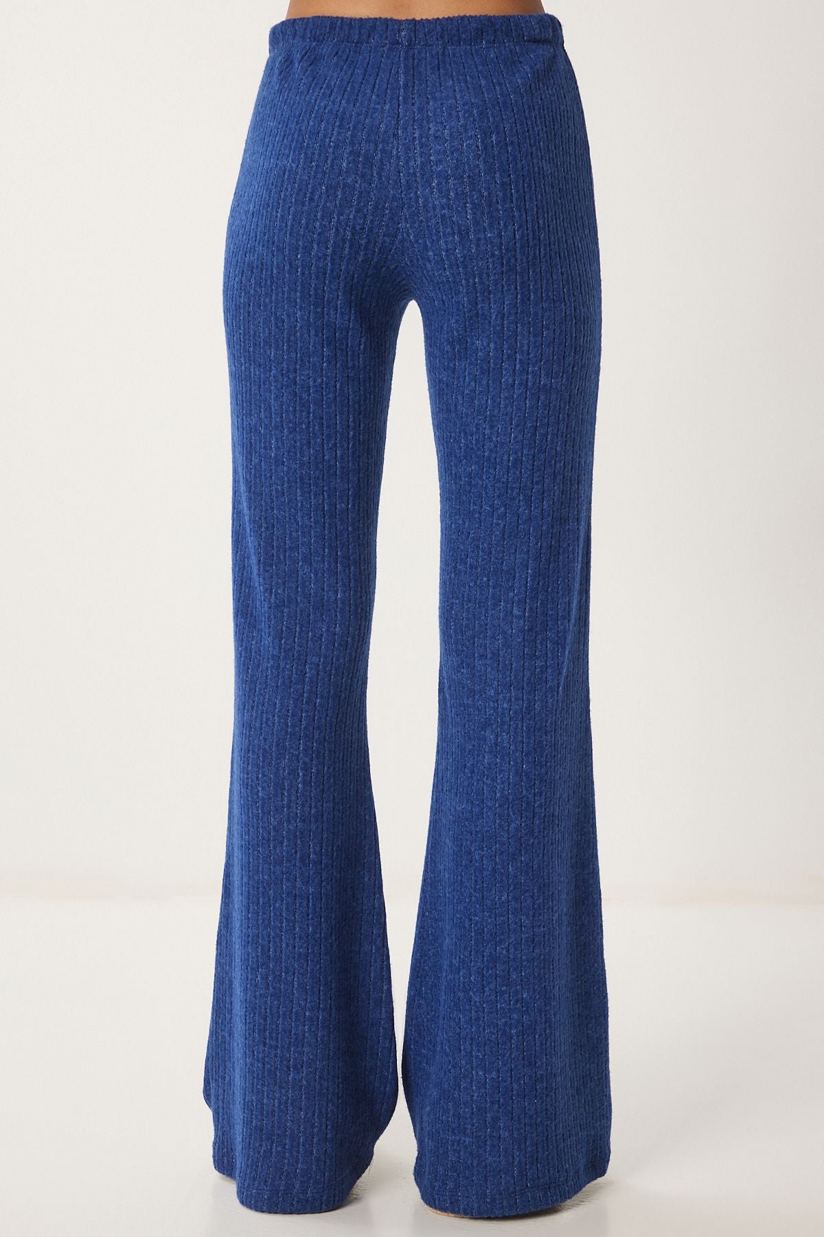 Woman Cobalt Blue Casual Wick Knitting Blouse Pants Set RG00047
