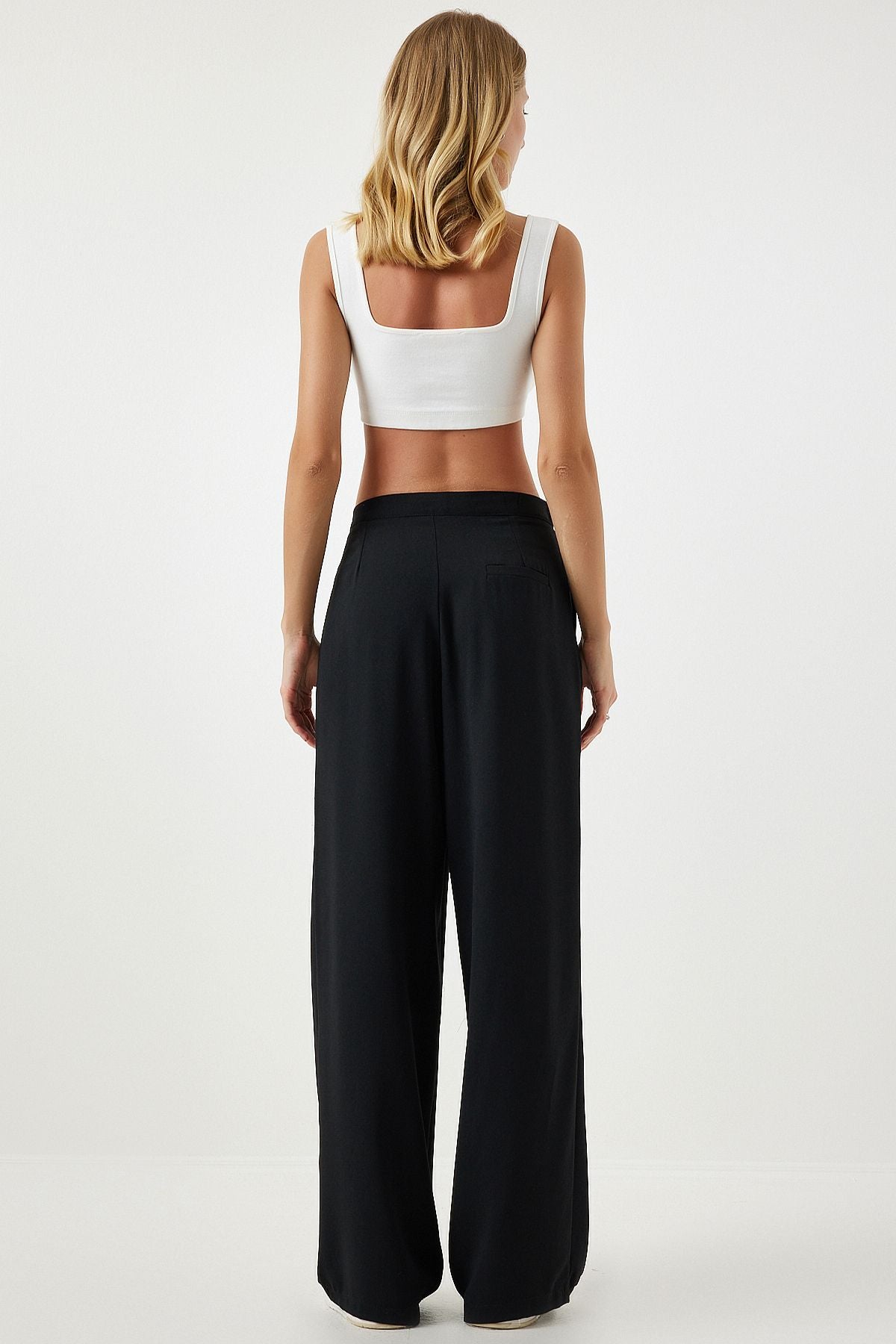 Female black seasonal weaving shirt palazzo pants set RV00174