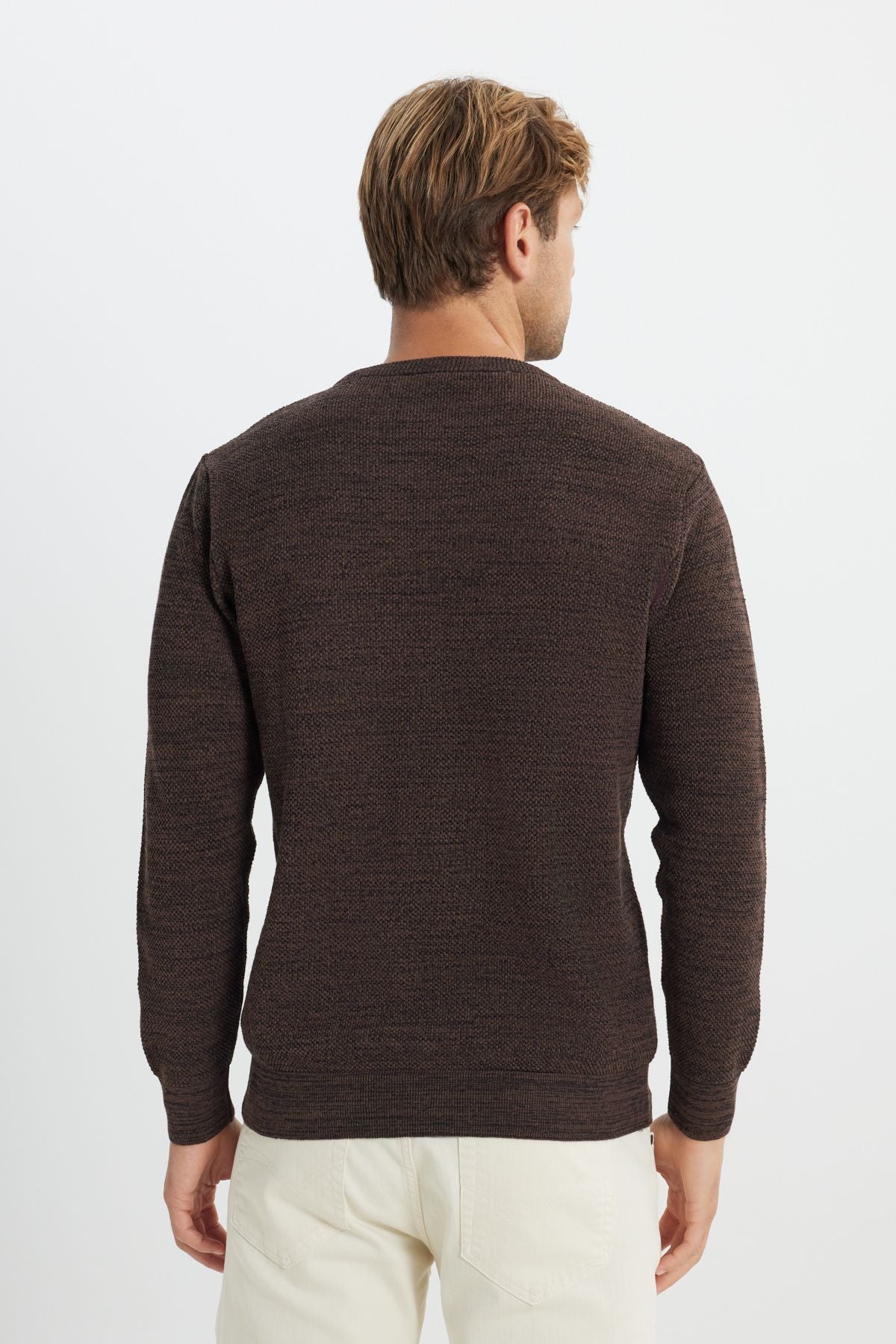 Men's black - coffee standard fit bike collar pattern knitwear sweater