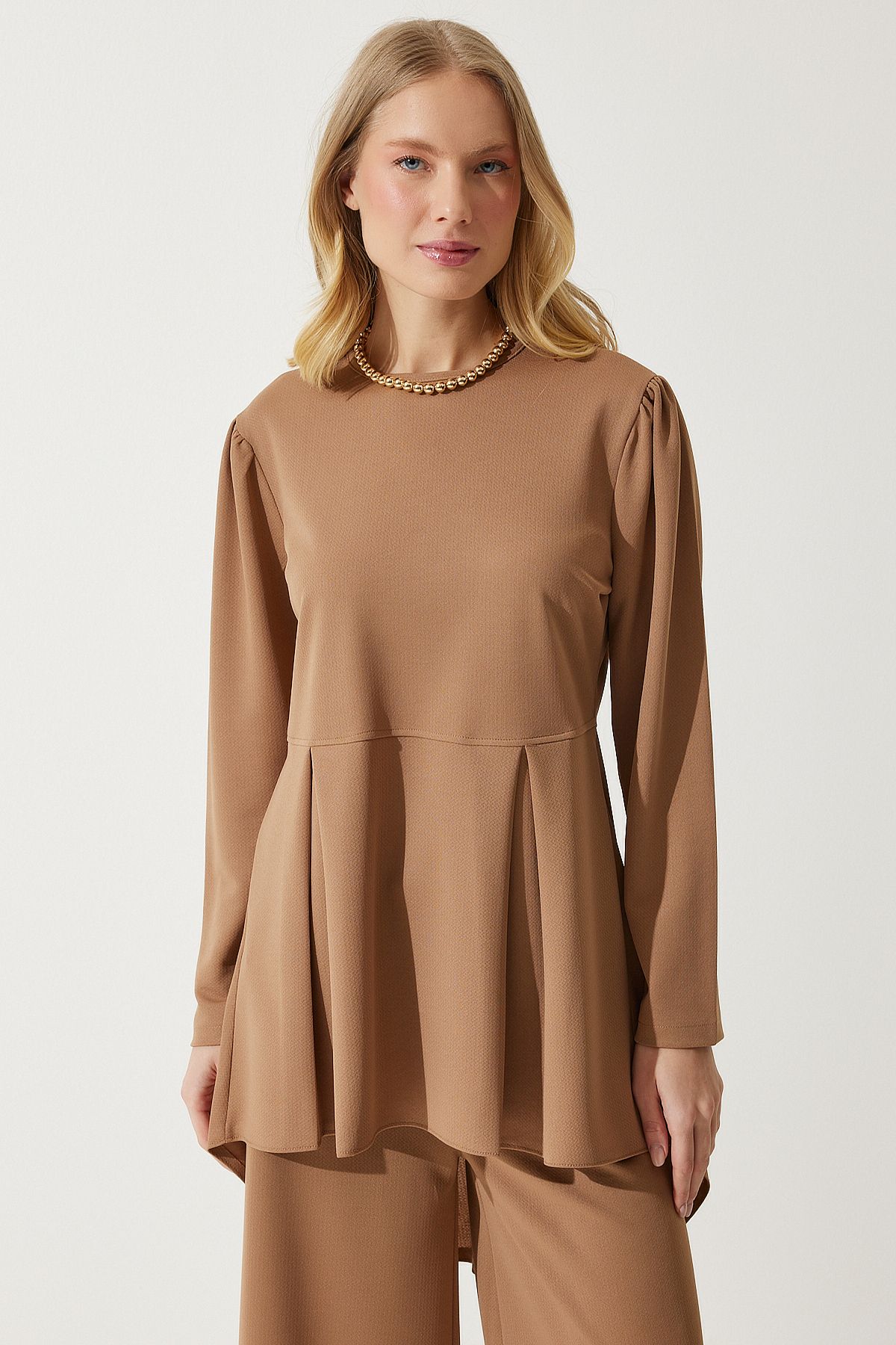 Female Biscuit Casting Tunic Palazzo Knitting Set DD01318