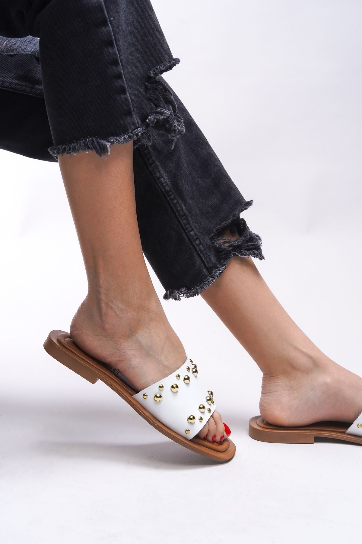 Liblaema Woman Genuine Leather Slippers 00120766 White